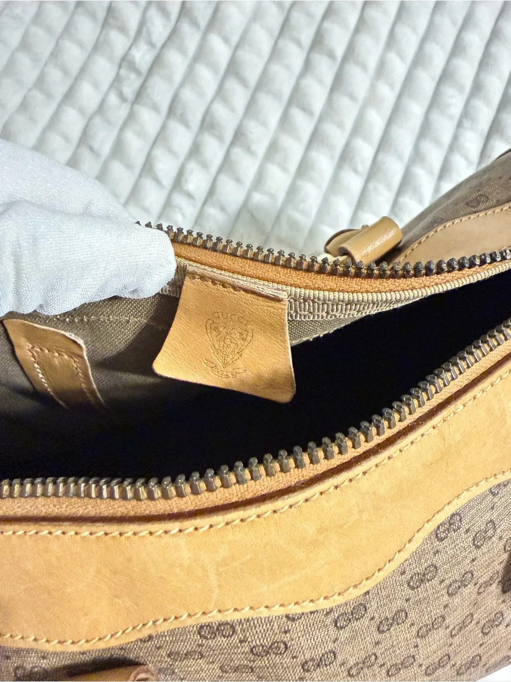 Gucci Brown Monogram Travel Duffle with Tan Trim